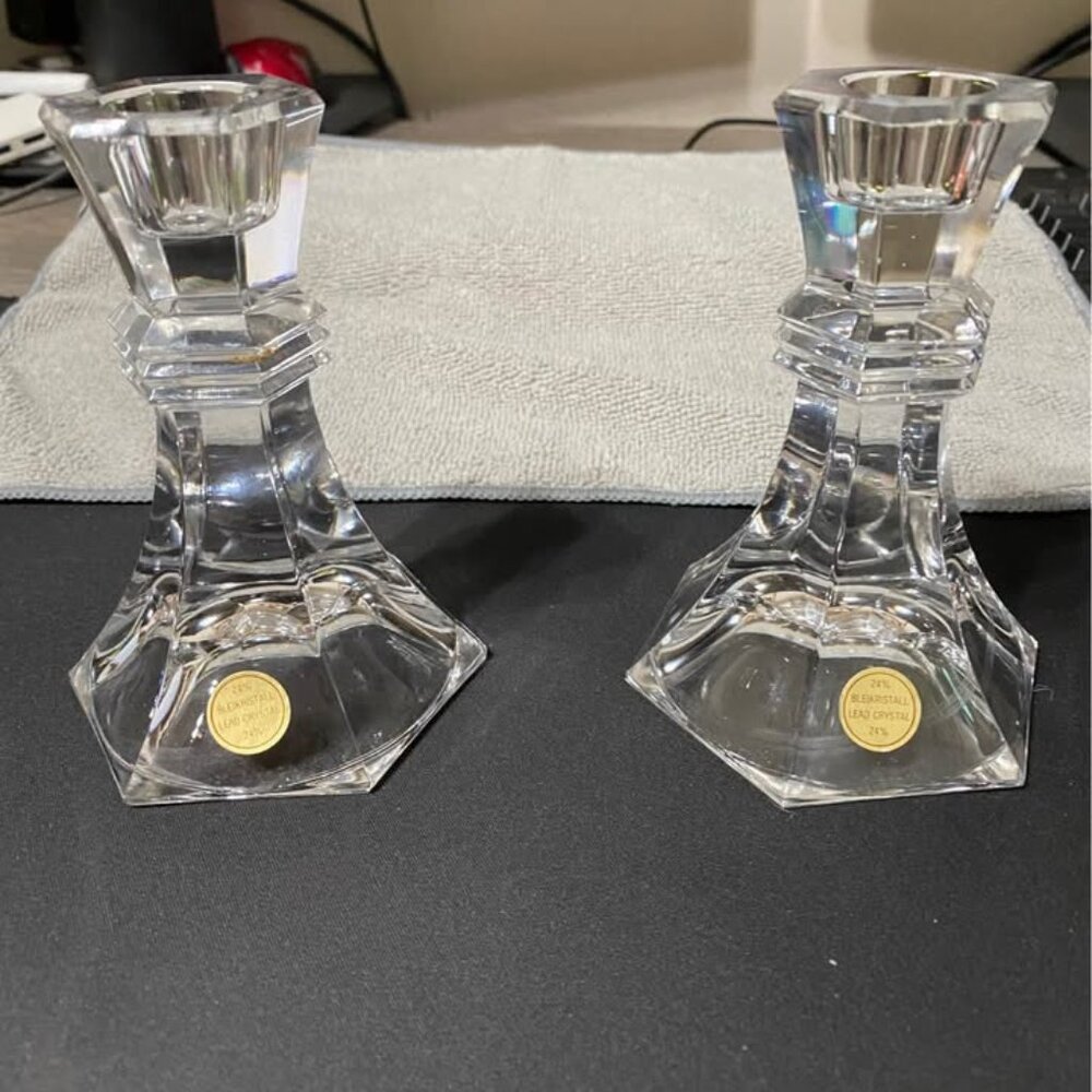 Vintage Bleikristall lead Crystal candlestick holders